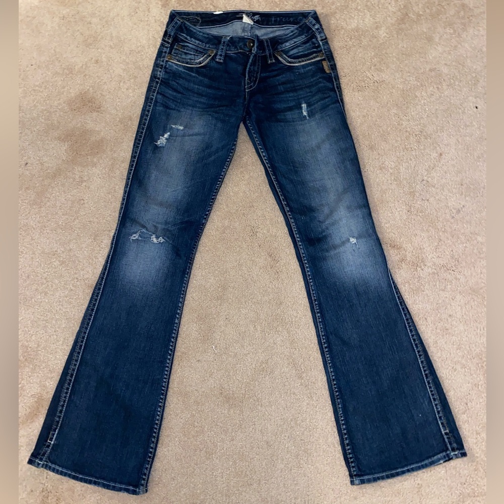 Silver bootcut dark wash denim jeans size 28